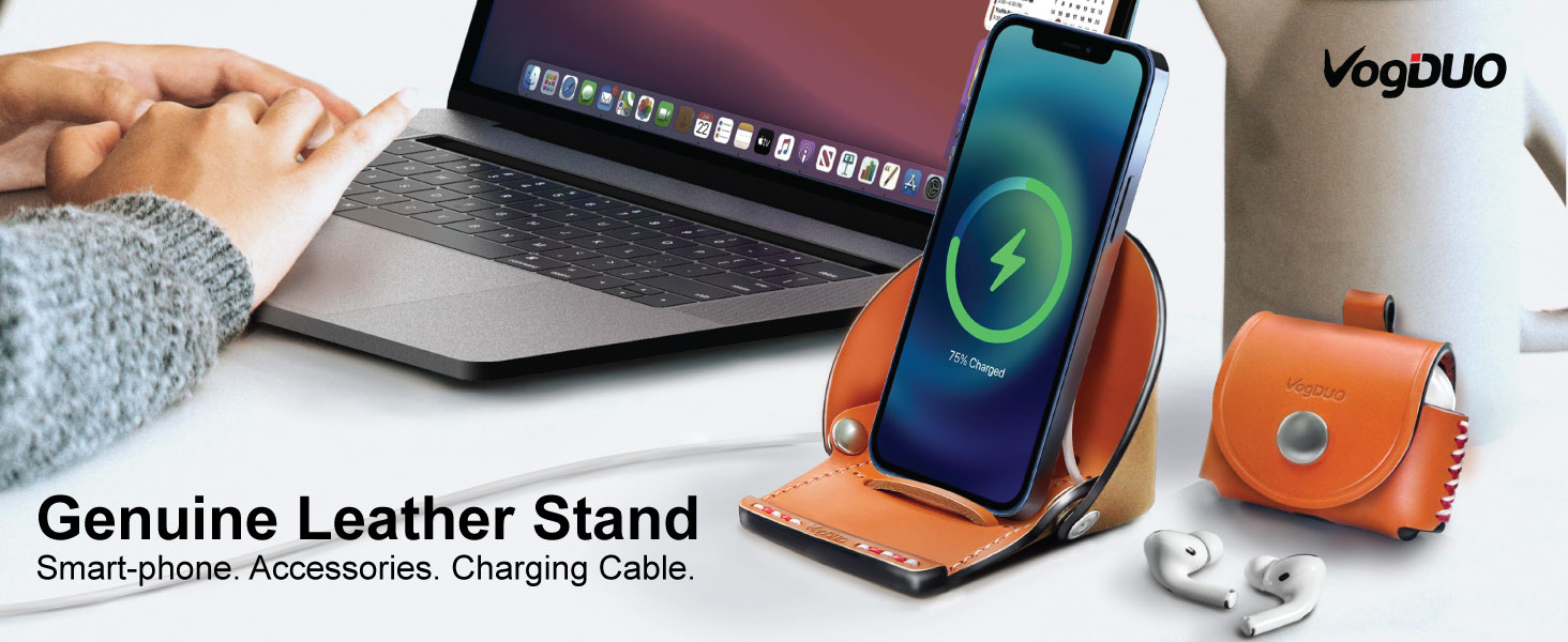 VogDUO iPhone 12 Premium Genuine Leather Stand